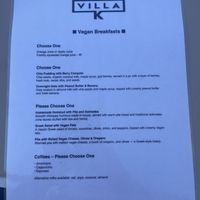 Vegan breakfast menu  at Villa K Corfu in Corfu