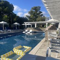 The pool area where the restaurant is located.  at Villa K Corfu in Corfu