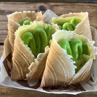Pandan custard pancakes   at Roll Cation in Chiang Mai
