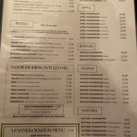 Deel van de menukaart  at 't Pannekoekhuis Hoenderloo in Gelderland