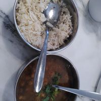 Chickpea dish and rice (September 2025) at Cegin Punjabi in Ceredigion