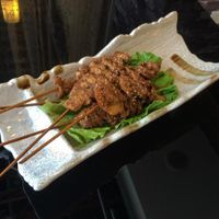 Cumin seasoned mock roasted meat on a stick at XiangJi Ge Vegetarian in Shanghai