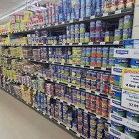 Canned and dried beans at HarvesTime Foods in Chicago