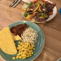 Grilled vegetables and chili sin carne  at Lalandia buffet in Billund