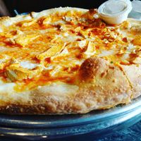Vegan Buffalo chicken pizza with vegan Blue cheese sauce at Uncle Oogie's Pizza in Sea Isle City