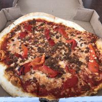 Vegan sausage and peppers pizza at Uncle Oogie's Pizza in Sea Isle City