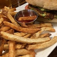 Veggie smash burger with cheese and ailio removed  at The River Merchant in Kent