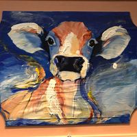 A welcoming cow #friendsnotfood at The Pink Cow - ピンクカウ in Tokyo
