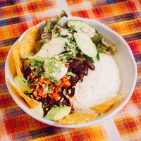 Gluten Free option - Naked burrito, served with rice.  at The Pink Cow - ピンクカウ in Tokyo
