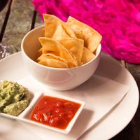 Homemade Pink Cow Chips with Vegan Guacamole & Salsa at The Pink Cow - ピンクカウ in Tokyo