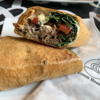 New on the block: BeeV Burrito - great filling with tasty sauces!  at Blueorange Coffee and Bagel - Margaretenstrasse in Vienna