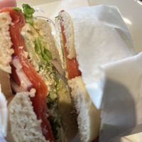 vegan salmon on a gluten free bagel  at Blueorange Coffee and Bagel - Margaretenstrasse in Vienna