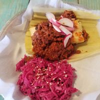 Tamale with soy chorizo at The Bite in Kansas City