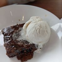 Salted caramel brownie, with coconut vanilla ice cream at Harbour Lights Inn in South Shields