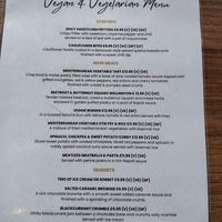 Separate menu at Harbour Lights Inn in South Shields