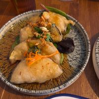 Battered aubergine in sweet and sour sauce  at Russell's Thai Tapas in Chester