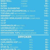 Vegan Menu at Helens Sushi in Stockholm