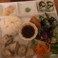 Mix of sushi and gyoza at Helens Sushi in Stockholm