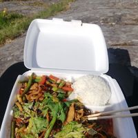 A vegan lunch take away at Helens Sushi in Stockholm