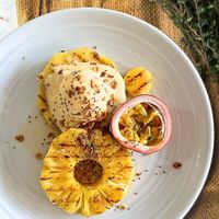 Grill Pinaapple with ice cream at Bodhi Vegan Cafe & Restaurant in Phuket