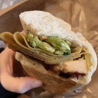 Hot pressed leftovers sandwich at The Herbivorous Butcher in Minneapolis