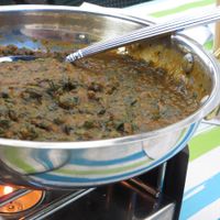 # 418: Palak Tarka (spinach, onions, garlic, tomatoes, coriander/cilantro, Indian spices) at Pizzeria-Restaurant Punjab in Saarbrucken