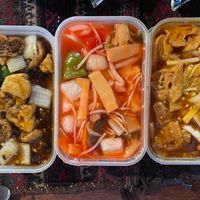 (L–R) Tofu with Black Bean & Chilli, Sweet & Sour Vegetables, Tofu Szechuan Style at Golden Wok in Aberfeldy