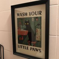 Bathroom has a delightful cat theme! at Casa da Mully in Lisbon