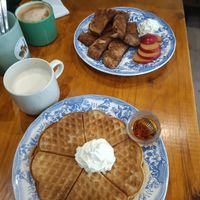 Rabanadas (top) and waffles (bottom). Both amazing! at Casa da Mully in Lisbon