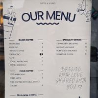 Menu (Almond milk not mentioned but avaliable upon request, no extra charge) at ArtBean Coffee არტბინი in Telavi