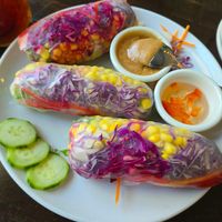 Rainbow rolls at Alice & Friends in Oak Park in Oak Park