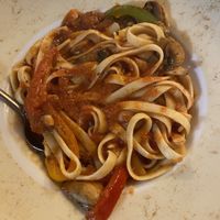 The pasta with sautéed veggies with marinara saucee  at Mifflin’s Tea Room in Bonavista