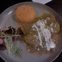 salsa verde mushroom enchiladas at Sand Pebbles Lounge in Beijing