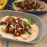 Soyrizo potato tacos  at Sand Pebbles Lounge in Beijing