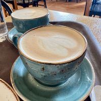 Decaf lattes with oat milk   at Cawdor Castle Cafe in Nairn