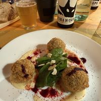Polpette fritte ricotta di mandorle e spinaci  at Gli Agricolanti in Rieti