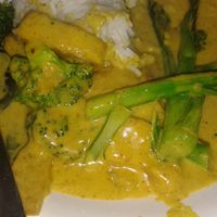 Veg curry & rice at Veggie Senses in Hong Kong Island