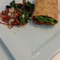 Vegan wrap & mixed fresh salad at Reality Bites Cafe in Rangiora