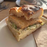 Tofu focaccia sandwich   at Grounded in Aberdeen