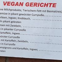 Vegane Speisekarte / vegan menu  at Piccolo Della Mama in Cologne