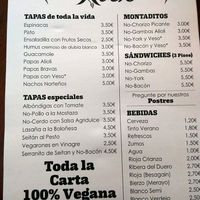Menu at Vegan Rock in Sevilla