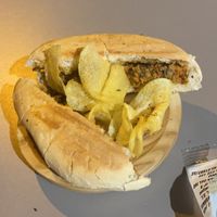 Spicy “chorizo” montadito at Vegan Rock in Sevilla