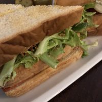 Three-storey bacon sandwich   at Vegan Rock in Sevilla