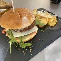 Heura burger  at Vegan Rock in Sevilla