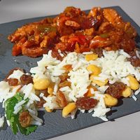 Sweet and sour "pork" (already ate some oops) at Vegan Rock in Sevilla