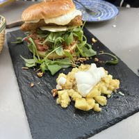“No fish” burger in brioche   at Vegan Rock in Sevilla