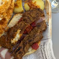 Chorizo-bacon-peppers bunwich at Vegan Rock in Sevilla