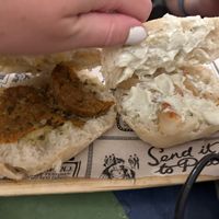 Montadito non sausage, and montadito alioli non prawns  at Vegan Rock in Sevilla