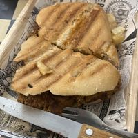 seitan sandwich - comes with chips but eaten before photo taken  at Vegan Rock in Sevilla