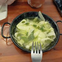 Vegarones, tortilla de patatas, ensaladilla y chicharrones at Vegan Rock in Sevilla